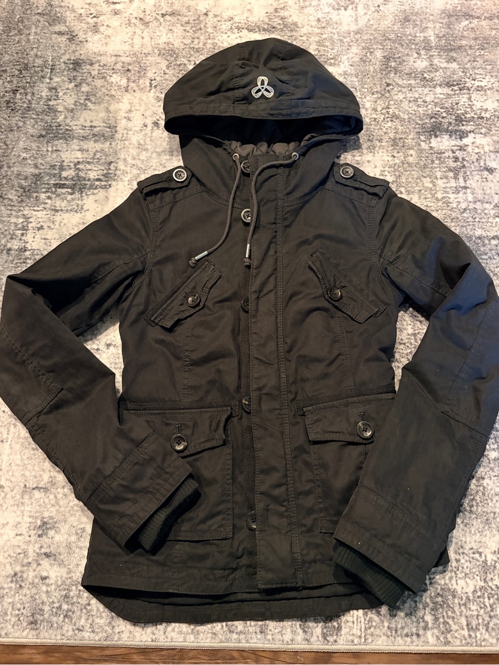 Women’s TNA Black Hooded Military Field Jacket